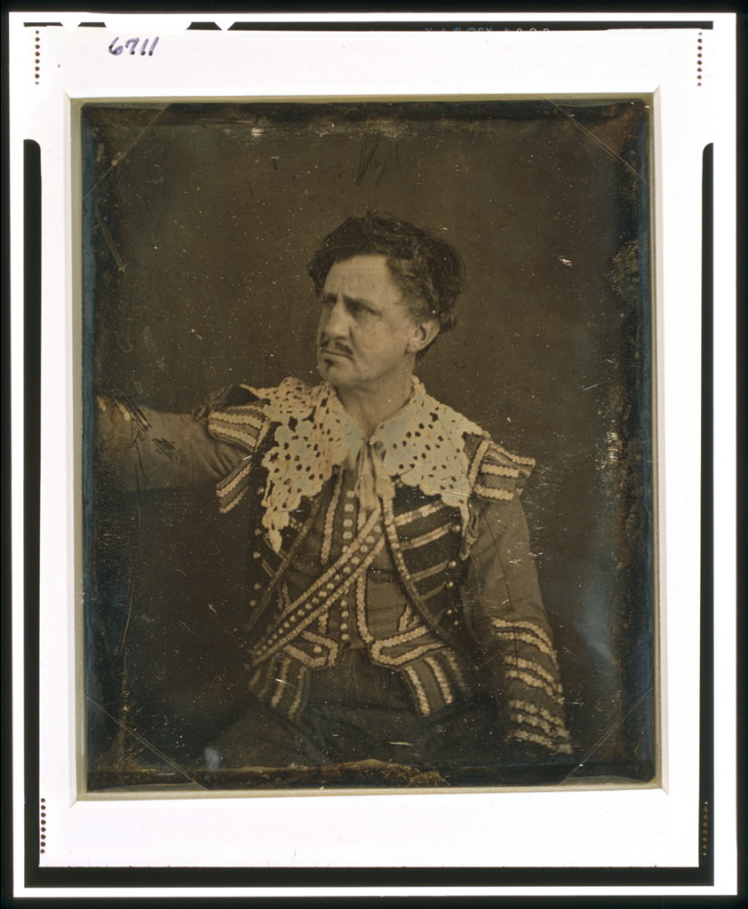 daguerreotype of junius booth, an actor, in theatrical clothing